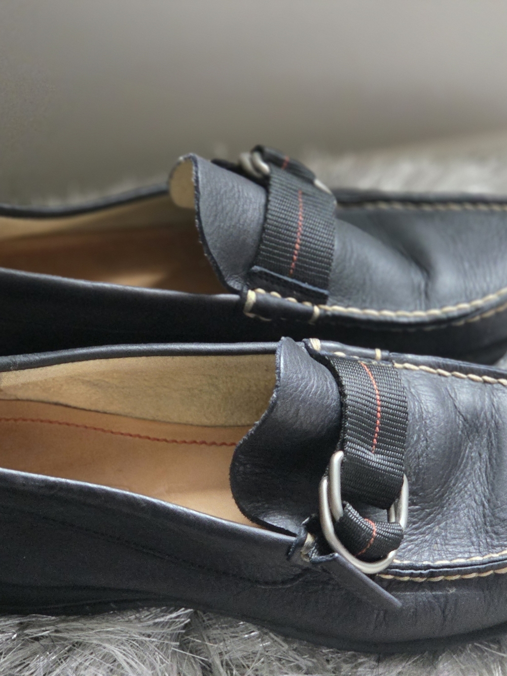 Coach Black Leather Men's Slip-On Loafers with Silver Buckle Barely warn - Picture 9 of 10